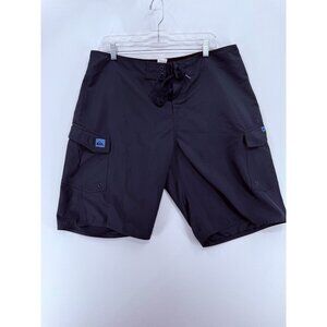 Quiksilver Board Shorts Mens 36 12" Black Cargo Style Pockets Swim Trunks Y2K
